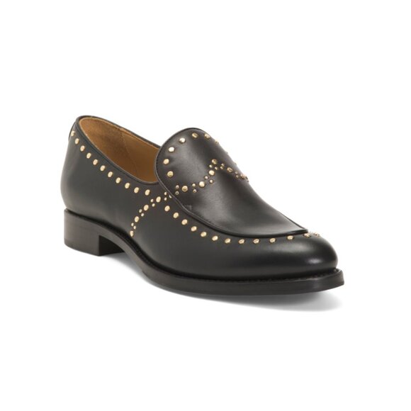 THE OFFICE OF ANGELA SCOTT Black Made In Portugal Leather Miss Cecilia Loafers - Picture 1 of 2